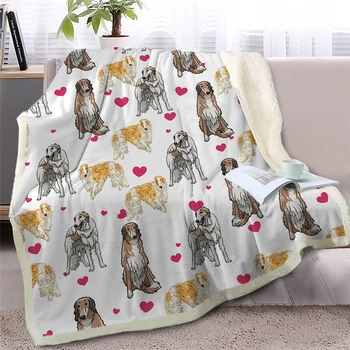 BlessLiving Great Dane Sherpa Blanket on Beds Cartoon Hippie Dog Throw Blanket for Kids Bedspreads Heart Animal Pet Sofa Cover 5