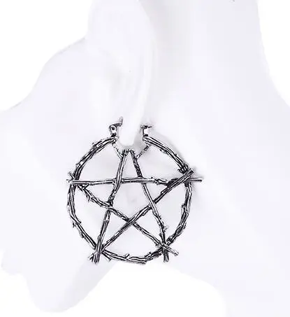 Gothic Branch Pentagram Earring Hoop Oddities Witchcraft Amulet Wicca Occult Witch Stud Goth Halloween Jewelry