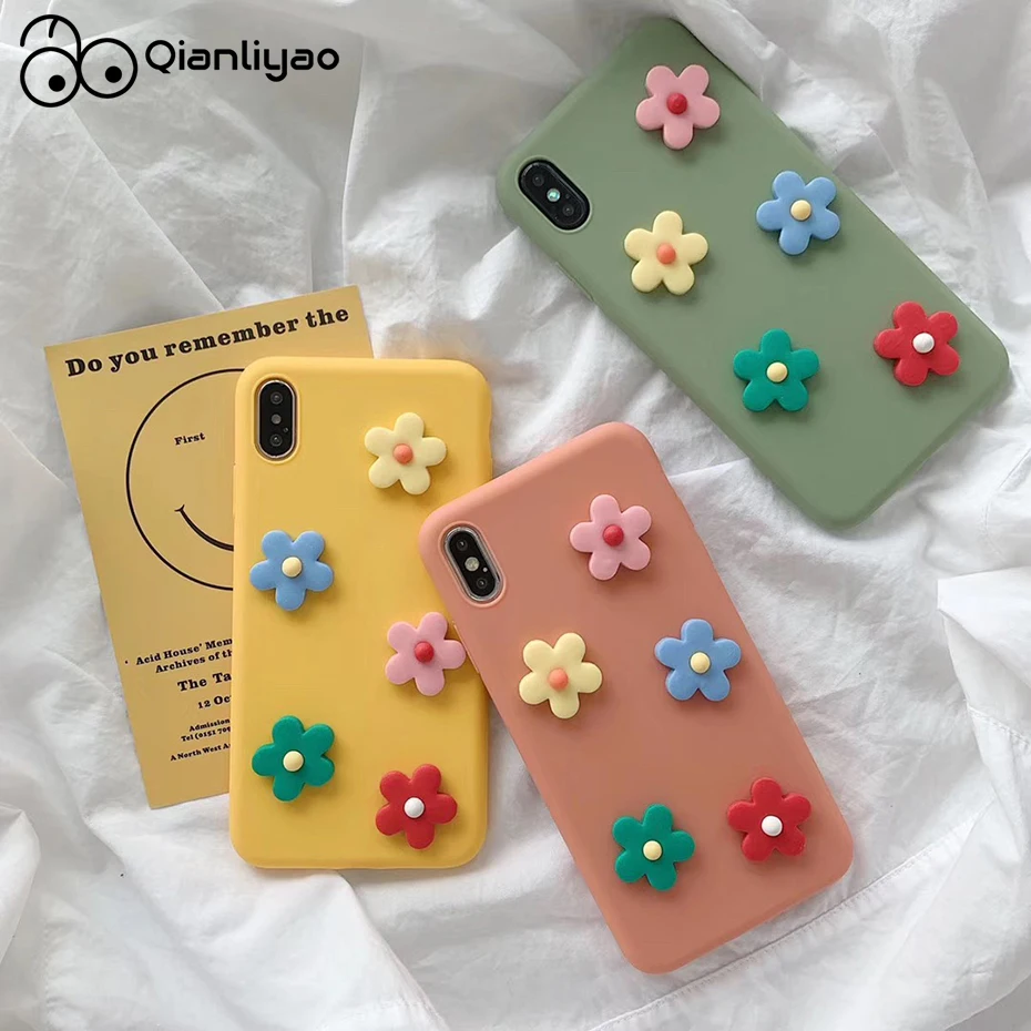 Милый 3D чехол для телефона Qianliyao с цветами iphone 12 11 Pro X XS Max XR 6s 7 8 plus чехлы цветочным
