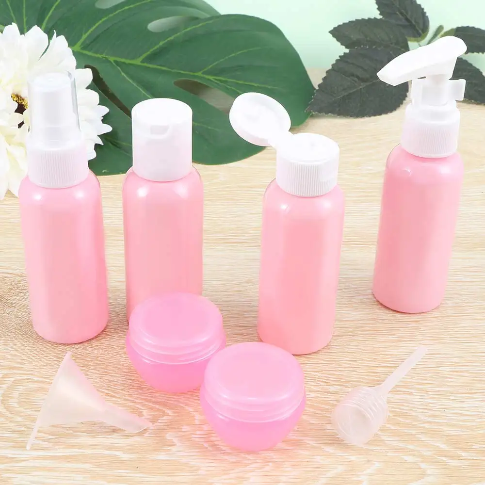 8pcs Travel Refillable Bottles Set Plastic Bottle Spray Lotion Shampoo Cosmetic PET Sub-bottle Portable Container Bot | Красота и