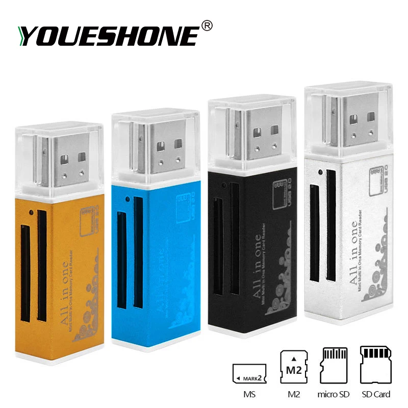 Многофункциональный адаптер для чтения карт памяти Micro SD SDHC TF M2 MMC MS PRO DUO цветной usb