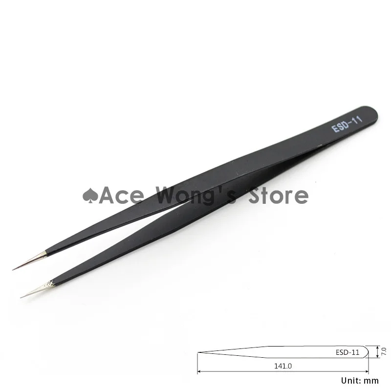 

1 шт., прецизионные пинцеты для ремонта, антистатические пинцеты из нержавеющей стали, паяльная станция, Сварочная помощь