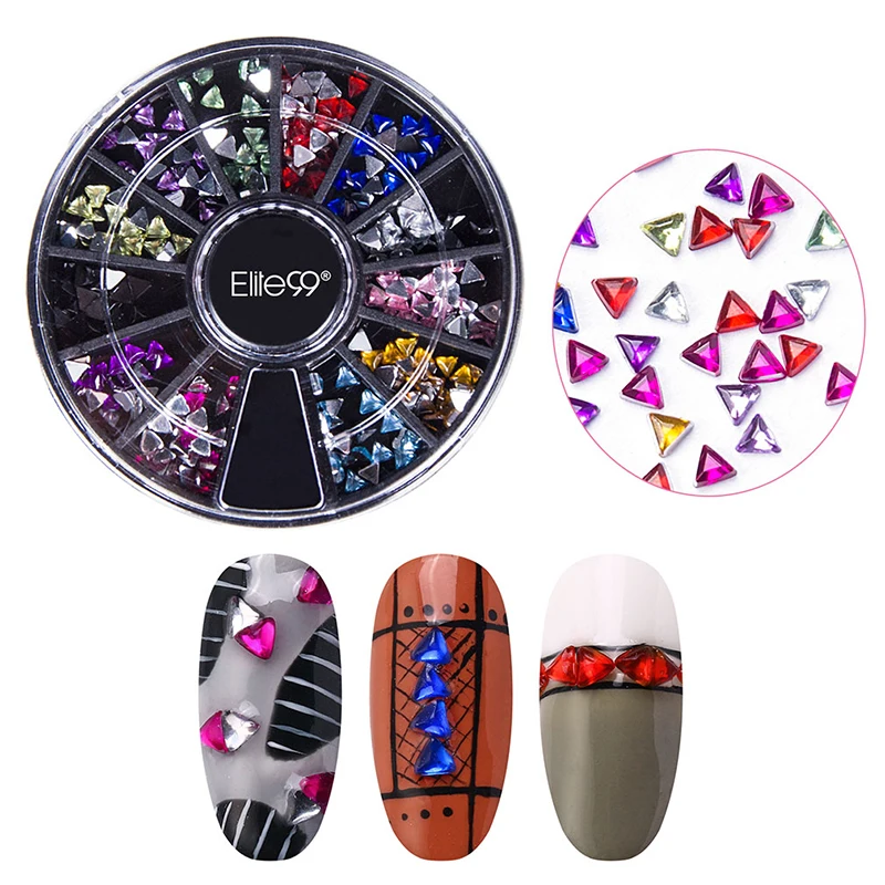 Elite99 Nail Art Блеск смешанные Форма сверкающих страз Стикеры акриловые колеса 3D