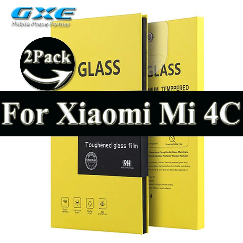 Закаленное стекло gxe(с уровнем твердости 9 H/0.25D/0,26 мм) для Xiaomi Mi3 Mi4 Mi4i Mi4c Mi4s Mi5 Экран протектор пленка 2 шт./лот - Цвет: For Xiaomi Mi 4C