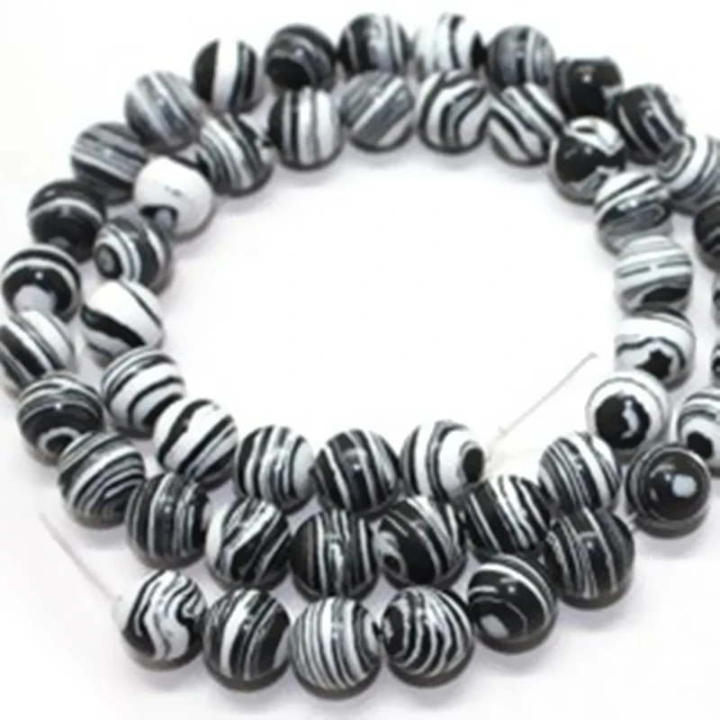 Трендовые черно-белые в полоску бирюзовые разноцветные японские бусины 8 мм радужные круглые бусины россыпью для самостоятельного изготовления ювелирных украшений, 15 дюймов, F039GS