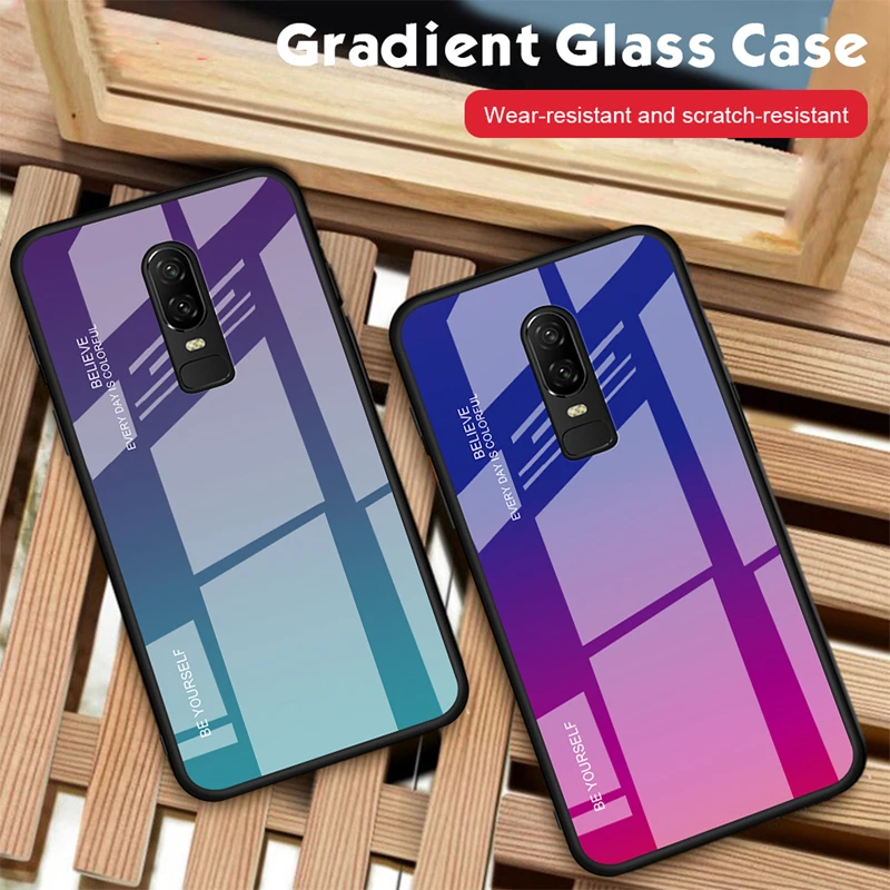 Защитный чехол для OnePlus 6 T 6, градиентный чехол из закаленного стекла one plus 1+ 6 1+ 6 T, чехол на заднюю панель для OnePlus 6 T 7T Pro, чехол для телефона
