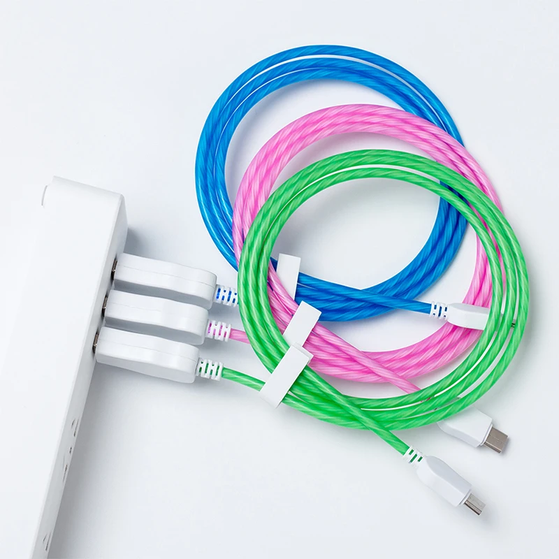 Быстрая зарядка светодиодный светящийся течет usb-шнур для Зарядное устройство Тип C/Micro USB/8 Pin кабель для передачи данных для iPhone X samsung Galaxy S9 S8 кабель для зарядного устройства