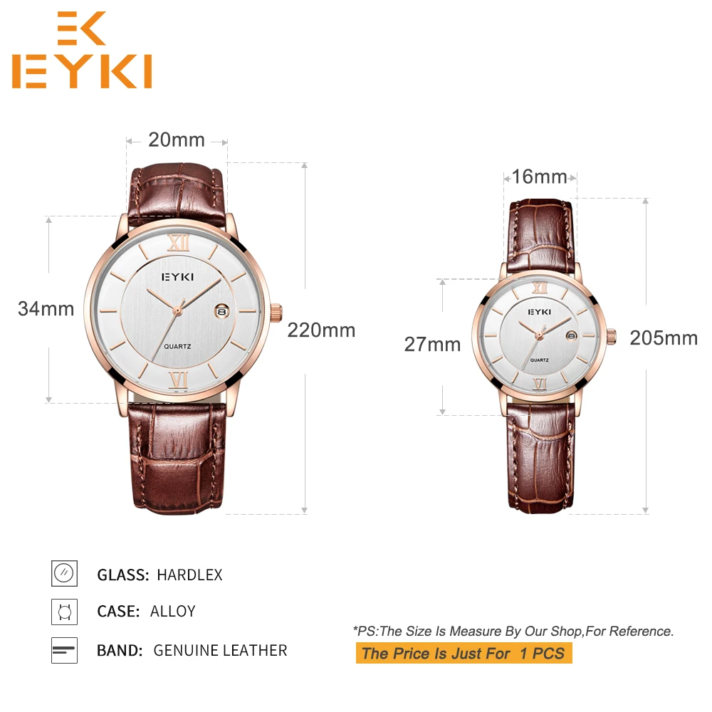EYKI Fashion Top Brand Mens Women Watches Couple Clock Waterproof Quartz Movement Leather Watch Relogios Masculino Montre Femme | Наручные
