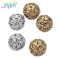 juya 10pcslot wholesale 12mm antique goldsilver plated retro hollow charm beads for handmade beadwork jewelry making supplies