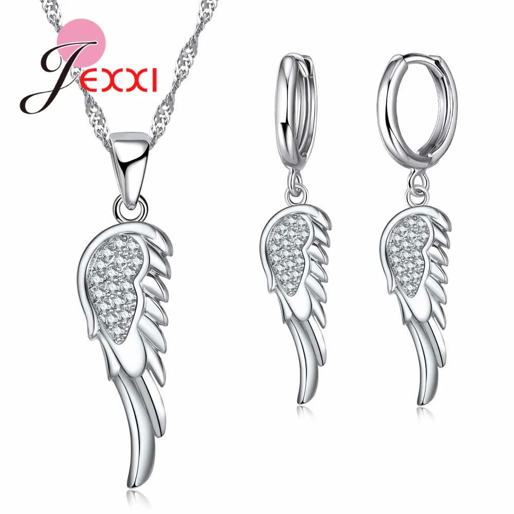 Ожерелье из серебра 925 пробы с белыми перьями|earrings set for women|elegant jewelry setsnecklace earring |