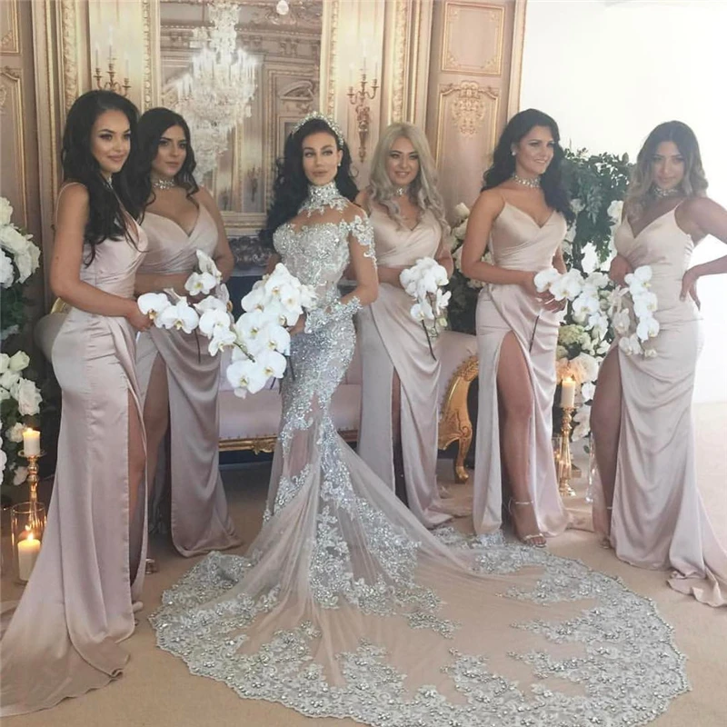Robe de mariage 2020 роскошные сексуальные свадебные платья русалки со съемным шлейфом с