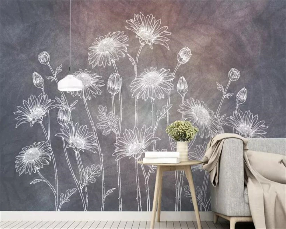 

beibehang papel de parede 3d Custom Nordic abstract hand floral wallpaper home decor background wallpaper for walls in rolls
