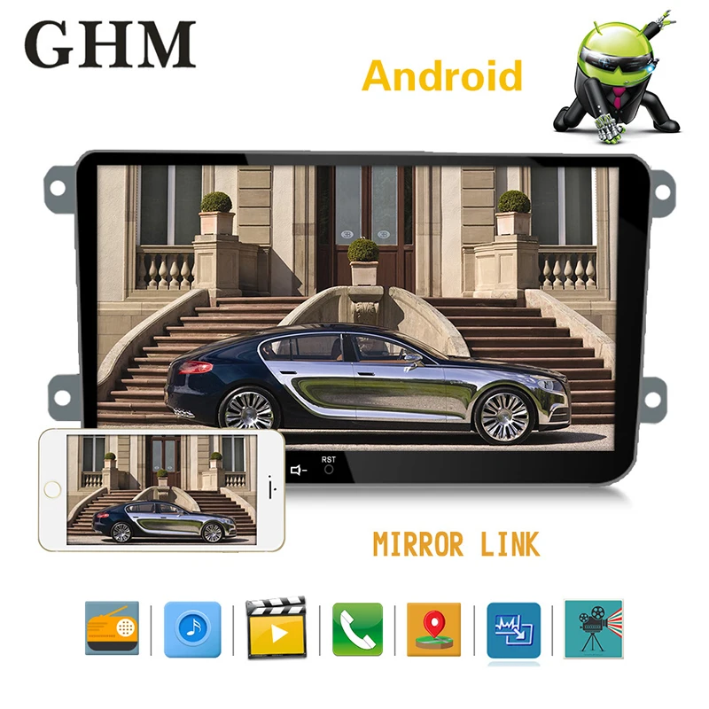 Автомобильный мультимедийный плеер Ghm Android 2 Din радио видео Gps навигация 9 &quotHd