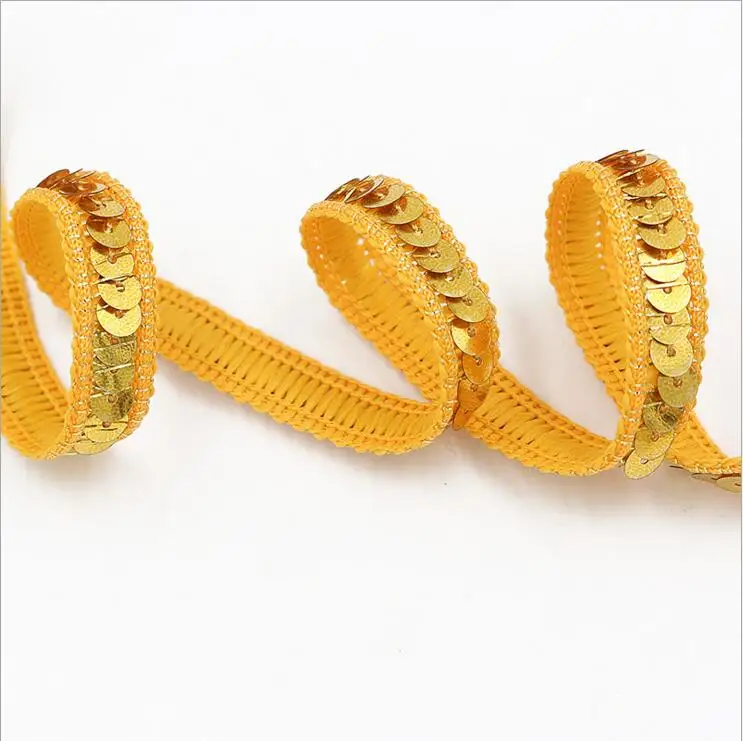 Dark Gold Color 5 Ярд блестками стрейч кружево Аппликация вышитые плетеные сетчатые ленты кисточка отделка группа кружево с блестками шнур шитье украшения - Цвет: Dark Gold Color