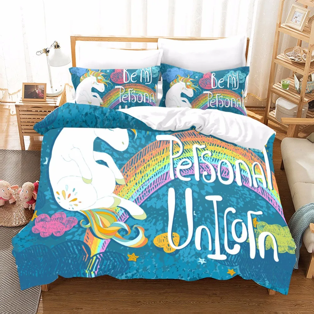 Girl &amp Unicorn Comforter Bedding Set for Adult Kids Luxury Decorative Double King Cartoon Cake Sets Quilt Cover Linen | Дом и сад
