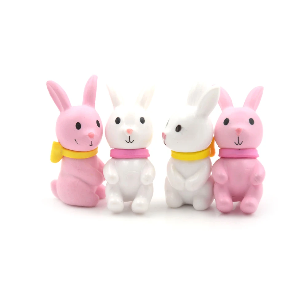 4pcs/lot DIY Doll Garden Home Desktop Succulents Micro Landscape Decor Mini Pink Rabbit Model Fairy House Miniatures Decoration | Дом и сад