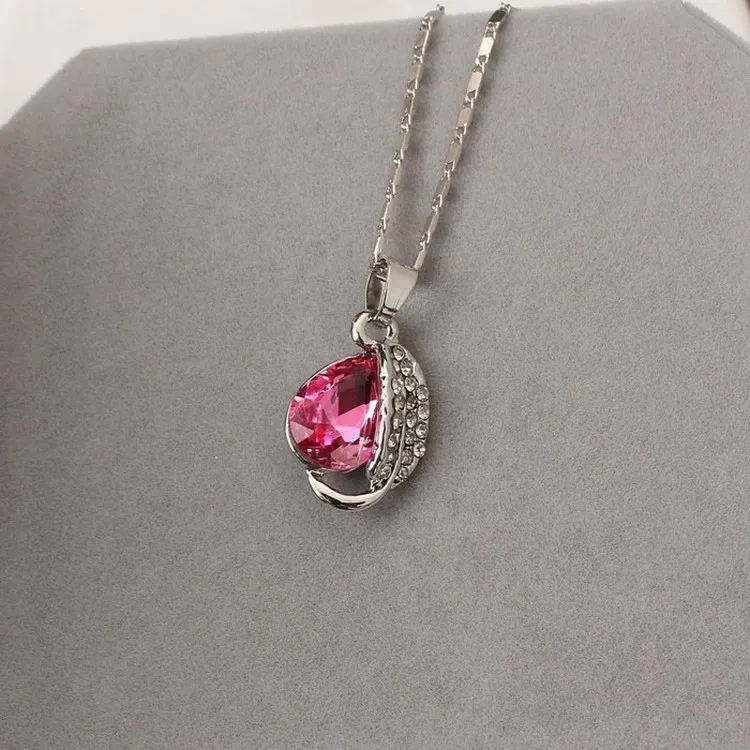 Новое модное корейское ожерелье с зеленым кристаллом из листа акации свадебное