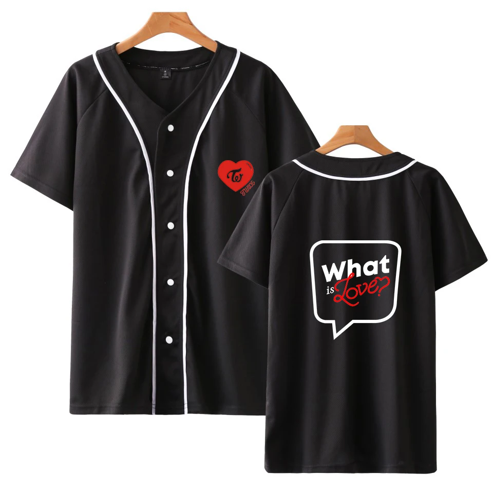 

TWICE Short sleeve Baseball Tees Women/Men College style Comfortable Summer New Style Hip-pop Short Sleeve Shirt