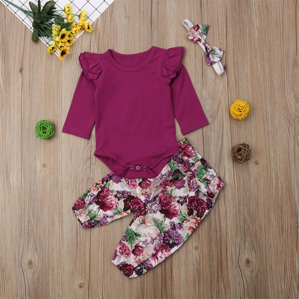 

pudcoco Newborn Toddler Baby Girl Tops T shirt Floral Pants Headband Outfit Clothes Set baby girl floral clothes set baby girl
