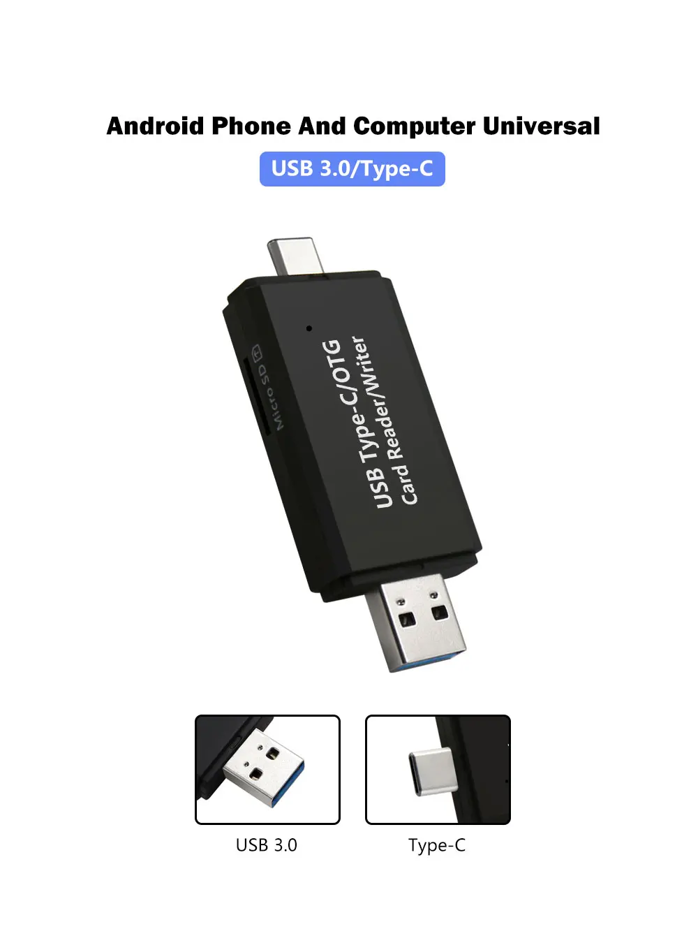 Type C и micro USB и USB 3 в 1 OTG Кардридер высокоскоростной USB3.0 Универсальный OTG TF/SD для Android Компьютерный удлинитель-переходник