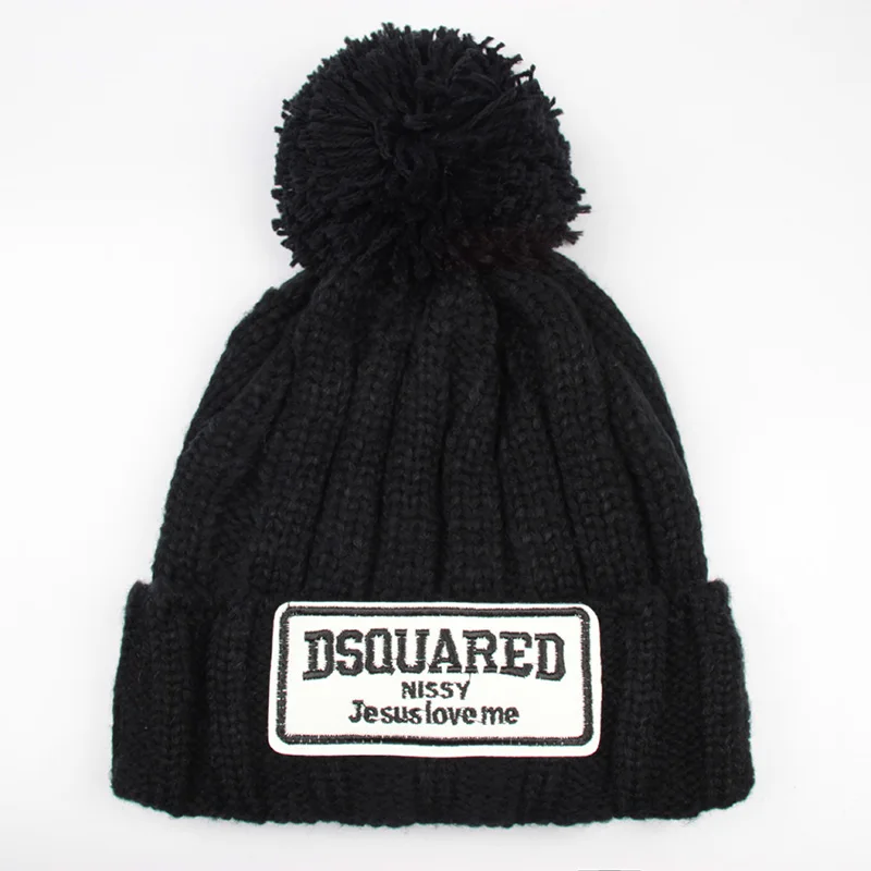 Зимние Модные шапки для женщин Pom Beanies Толстая вязаная шапочка Шерсть Bobble мяч