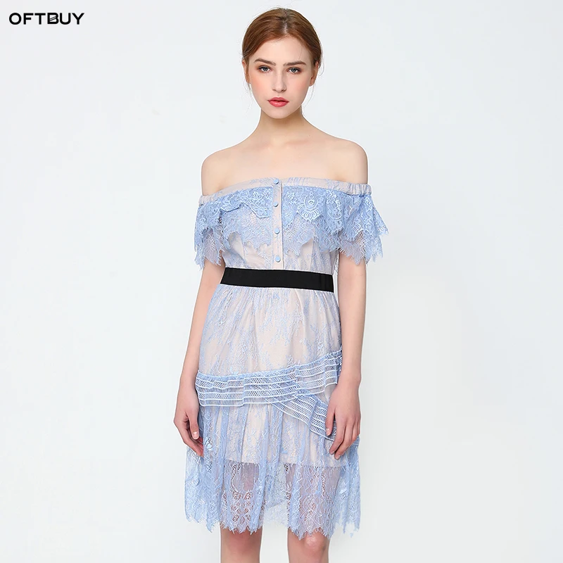 OFTBUY 2019 новое летнее платье для женщин с открытыми плечами без бретелек тонкая