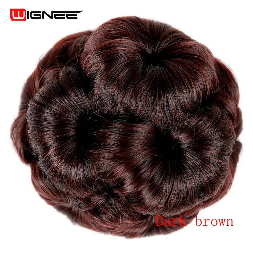 Dark Brown Wignee кудрявые шиньон для женщин 9 ролик с цветочным рисунком зажим в поддельные волосы кусок косплей аксессуары для волос Высокая температура синтетическое волокно - Цвет: Dark Brown