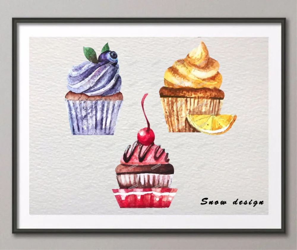 Rikivity кекс поп стены искусства холст живопись торт иллюстрация плакат печать