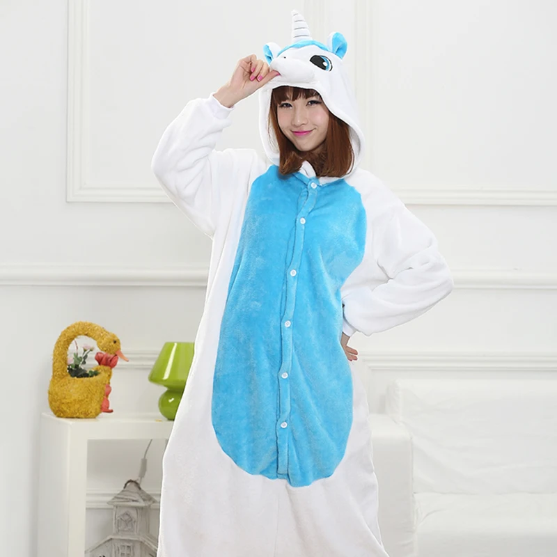 Adult Anime Kigurumi Onesies Blue Unicorn  Costume For Women Animal Pink Unicorn Stitch Onepieces Sleepwear Home Cloths Girl