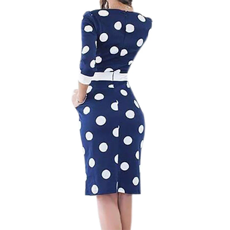 Женские платья 2017 Bodycon в горошек для вечеринок повседневные с коротким рукавом