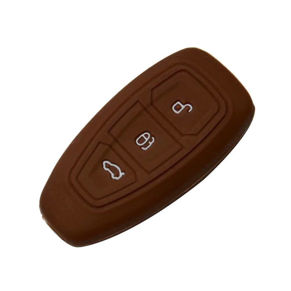 OkeyTech силиконовый чехол для Ford Fiesta Focus Mondeo MK4 MK2 mk3 ranger Ecosport Kuga 2 3 ST Автомобильный ключ умный дистанционный чехол для ключей Fob - Название цвета: Коричневый
