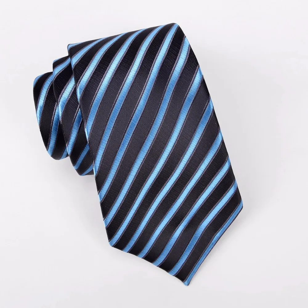 

Ikepeibao Classic Men's Ties Polyester Blue Black Striped Custom Personalized Necktie