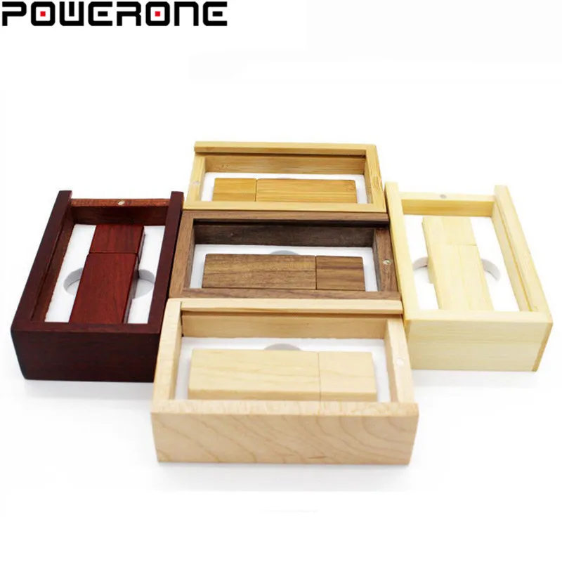 POWERONE(более 10 шт бесплатный логотип) Деревянный USB с коробкой usb флеш-накопитель 8 ГБ 16 ГБ 32 ГБ 64 Гб карта памяти свадебные подарки