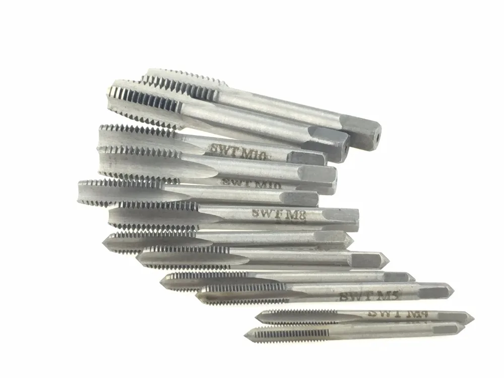 Jrealmer 12pcs/lot M4 to M12 Hand Tap &amp Die Machine Spiral Point Straight Fluted Screw Thread Metric Plug Tools | Инструменты