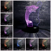 Новый 3D милый Дельфин светодиодный 7 цветов Ночной светильник
