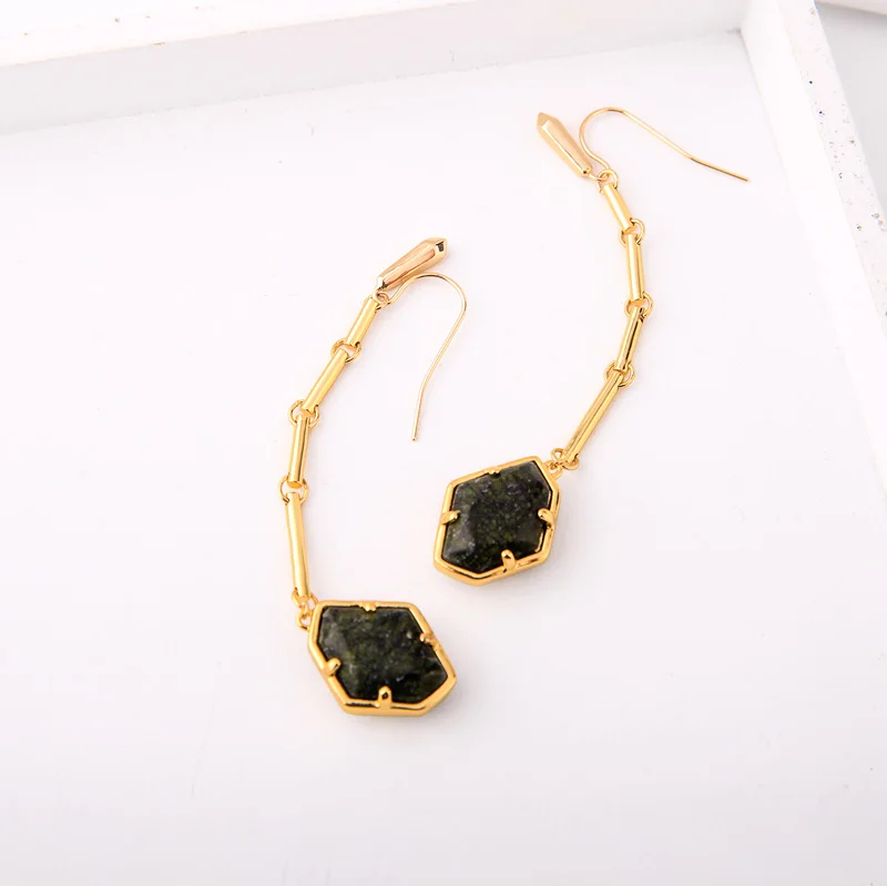 Kissme геометрические темно-цветные висячие серьги из натурального камня для