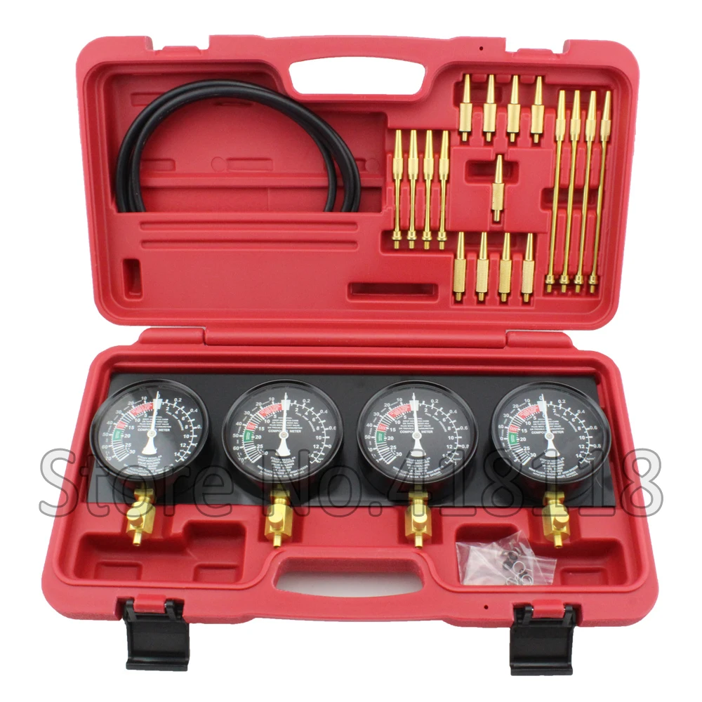 

4-Cylinder Balance Gauge Fuel Vacuum Carburetor Synchronizer Gauge Set Kit Rubber Hose New Made In Taiwan