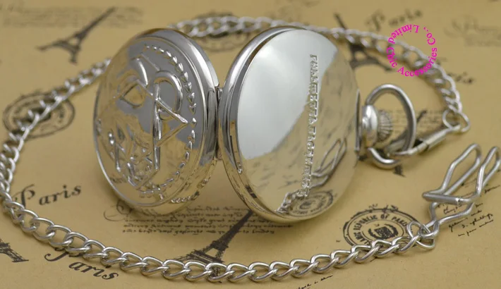 Стальной алхимик серебряные карманные часы для мужчин Косплей Эдварда Элрика с