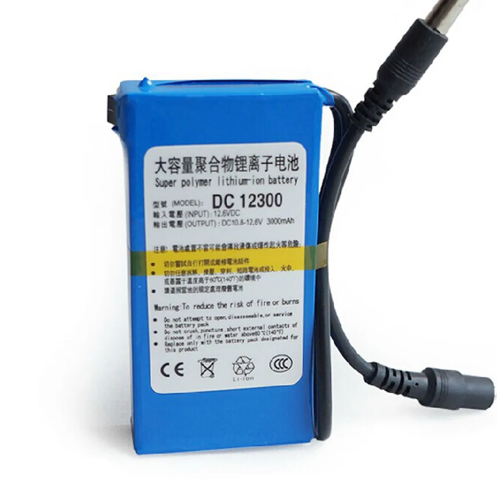 5 шт. портативный DC12300 DC 12V 3000mAh литий ионный Супер перезаряжаемый аккумулятор с