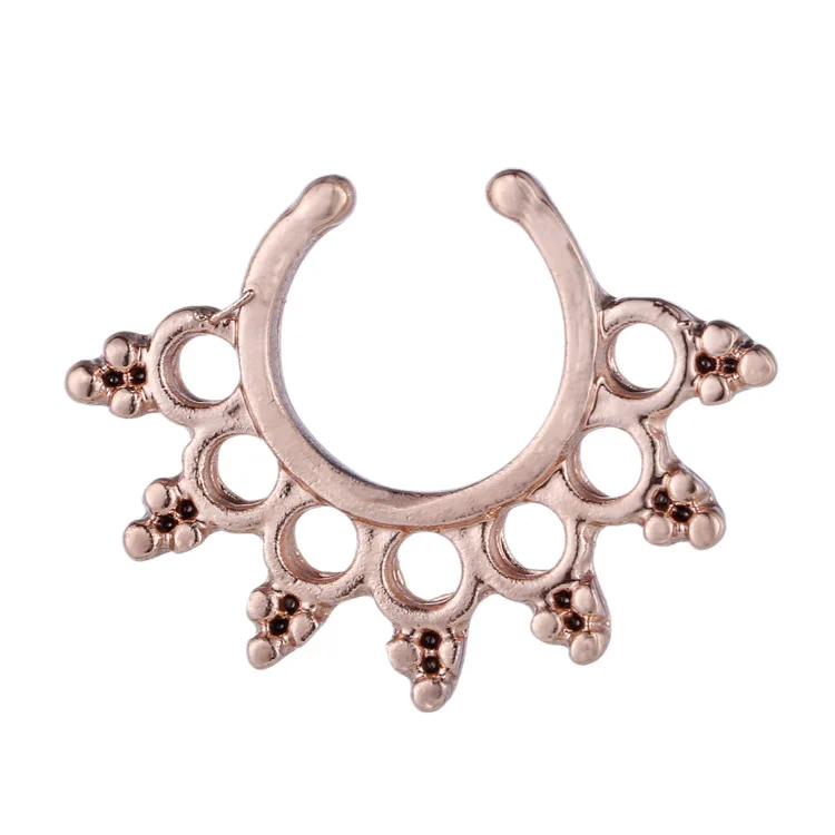 Rose Gold Женское кольцо для пирсинга носа из искусственного титана, Серебряное Золотое кольцо для пирсинга - Окраска металла: Rose Gold