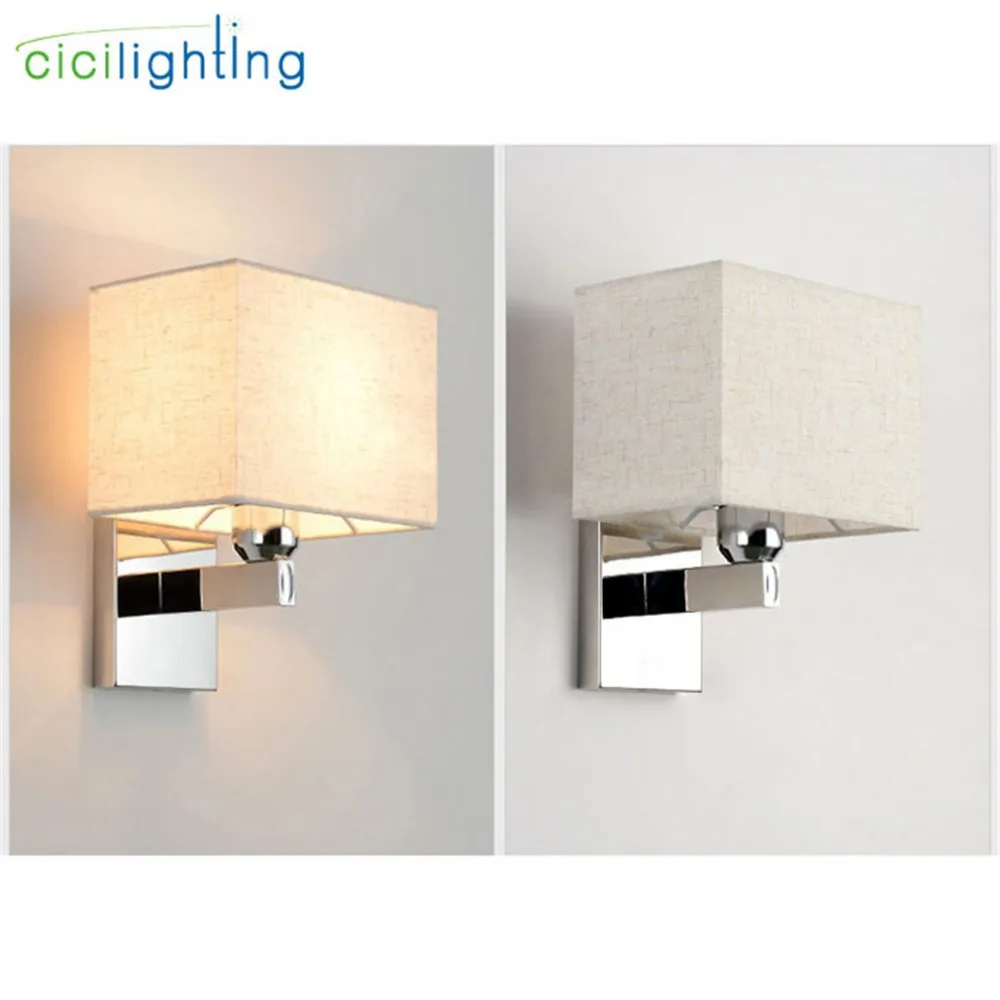 Современный настенный светильник из ткани нержавеющей стали E27 с рассеивателем