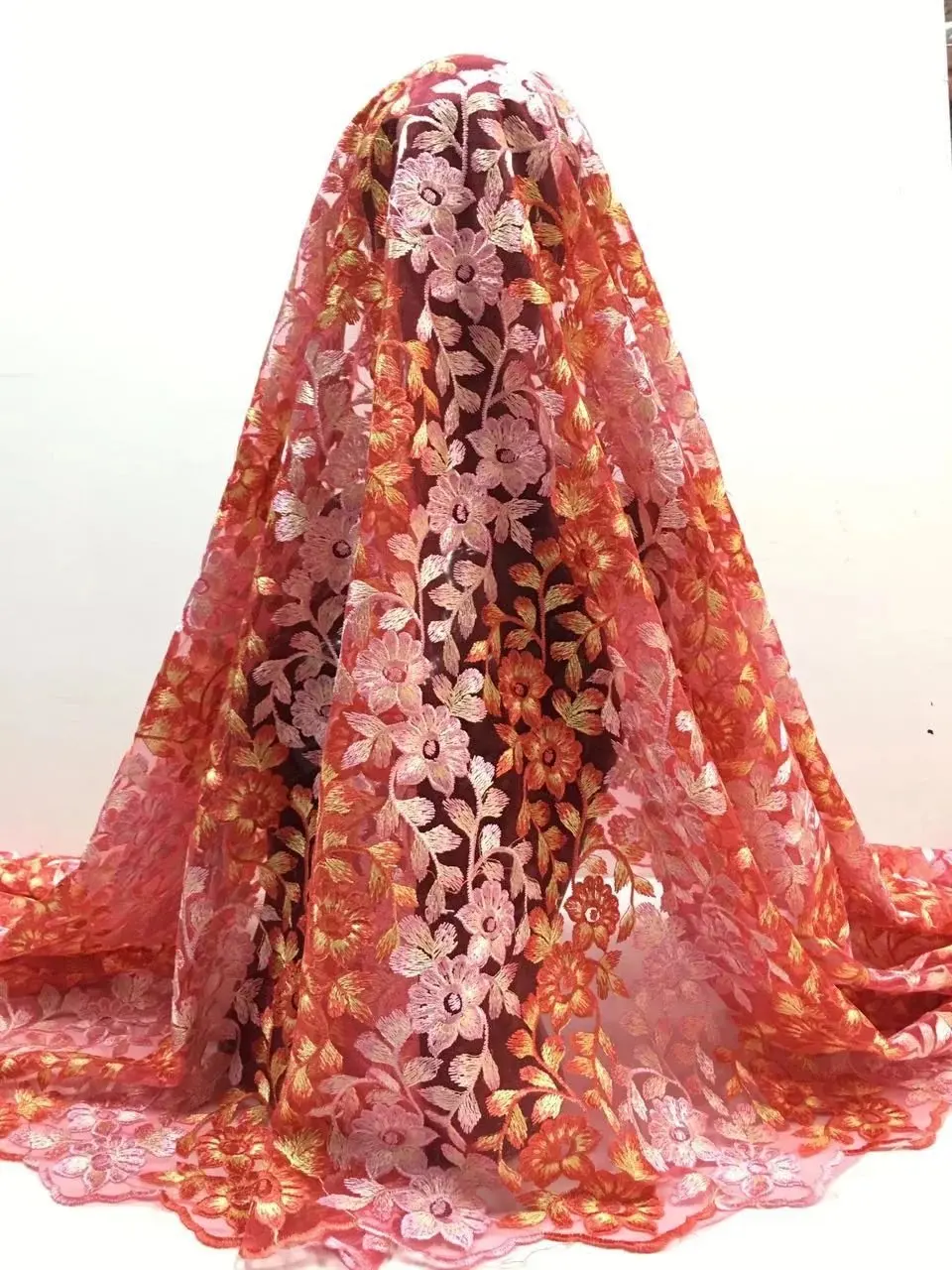 Наиболее Популярные Африканских Вышивка Тюль Чистая Кружева Горячие Продажа