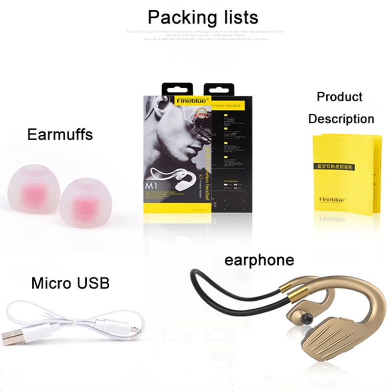 FINEBLUE M1Bluetooth наушники беспроводной спортивный бег шейным стерео с микрофоном