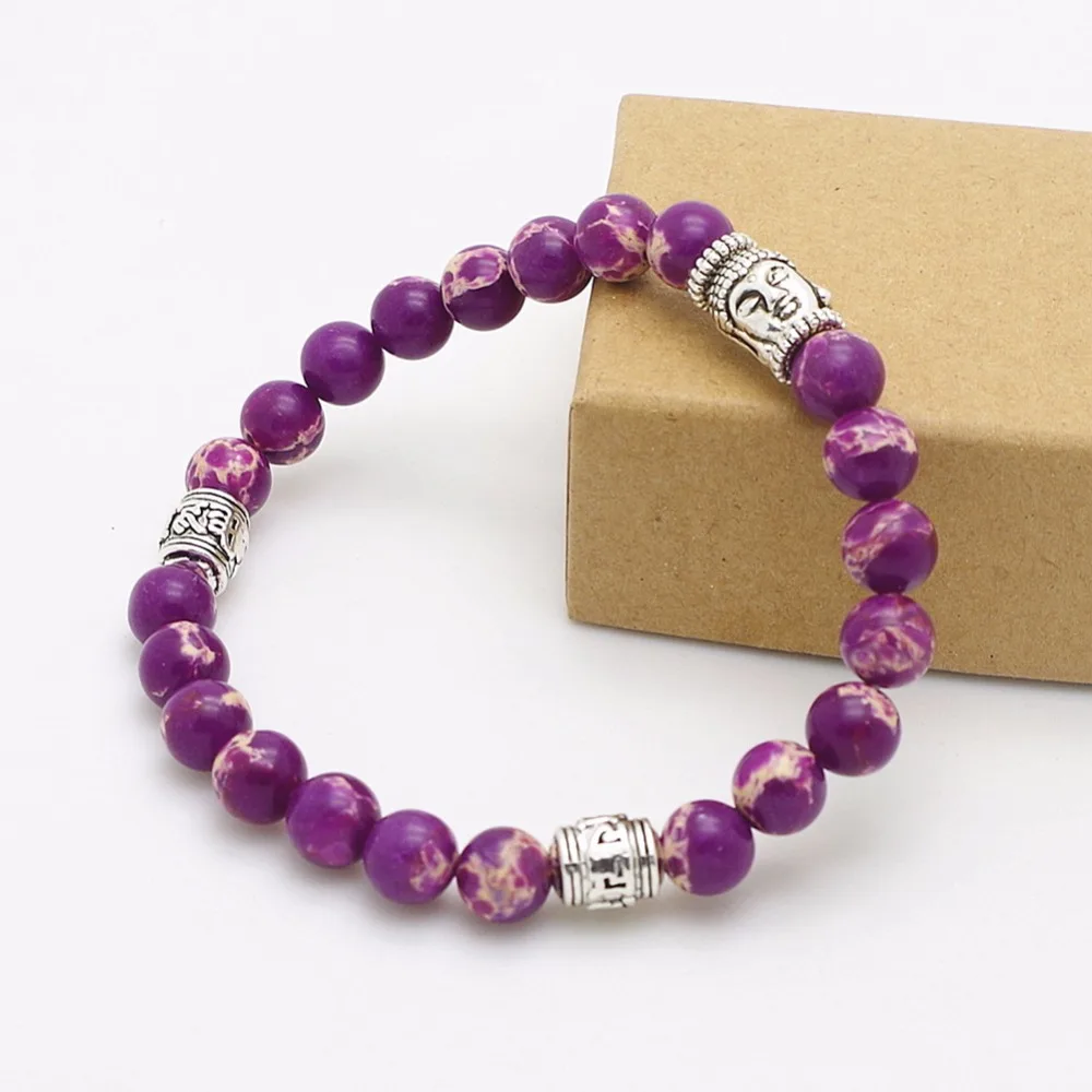 Женский браслет чакра из натурального камня для йоги фиолетового цвета|bracelets