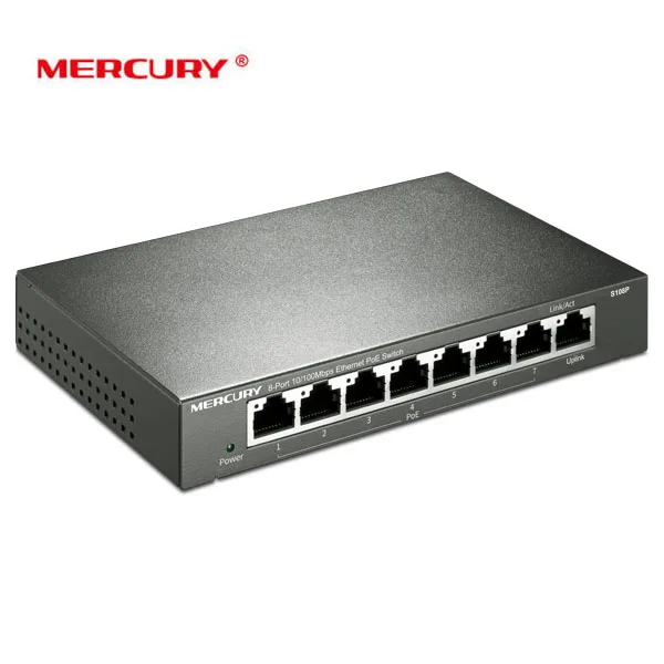 Коммутатор Mercury с 8 портами и поддержкой POE 100 Мбит/с 15 4 Вт|Сетевые коммутаторы| |