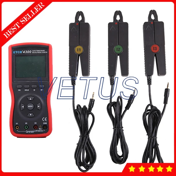 ETCR4300 трехфазный измеритель с цифровой фазой Вольт ампер|meter digital|digital meterthree phase |