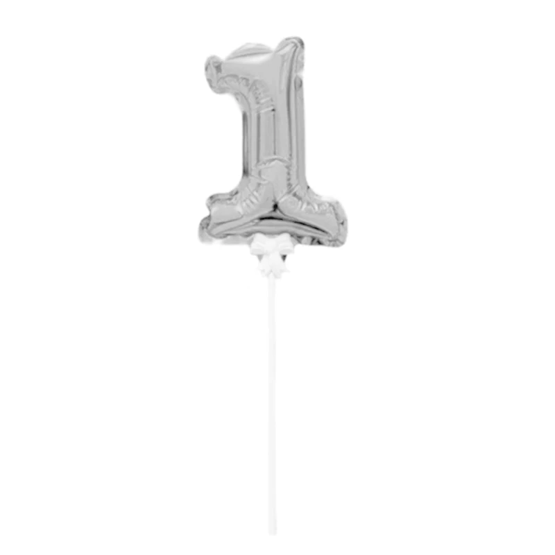 Silver 1 Mini мини золотые фольги номер воздушный шар топперы на свадебный торт украшения вечерние Детские Взрослые День рождения Юбилей флажки для торта поставки - Цвет: Silver 1