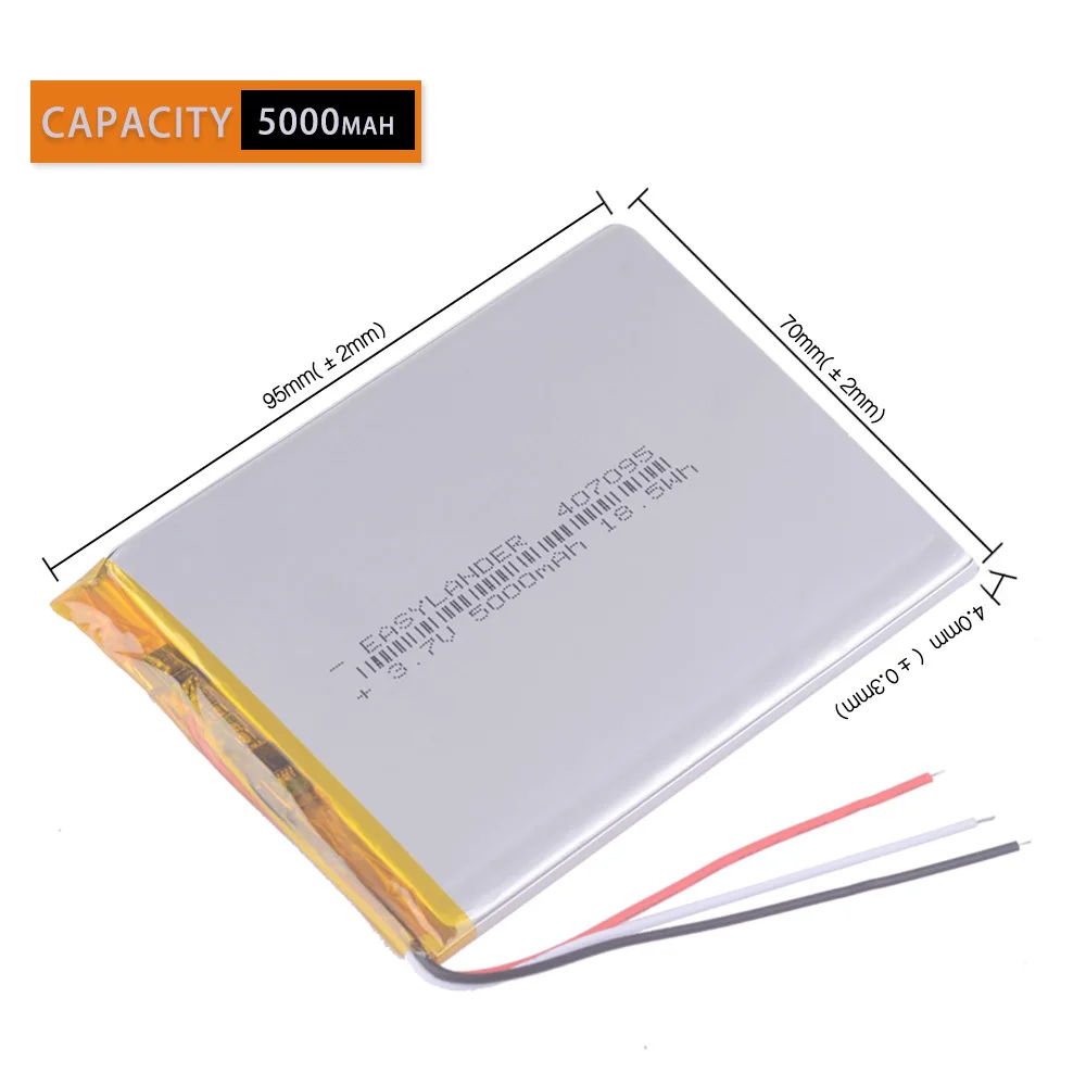 3 линии 407095 7 V 5000MAH 357095 литий полимерный аккумулятор с защитной доской для