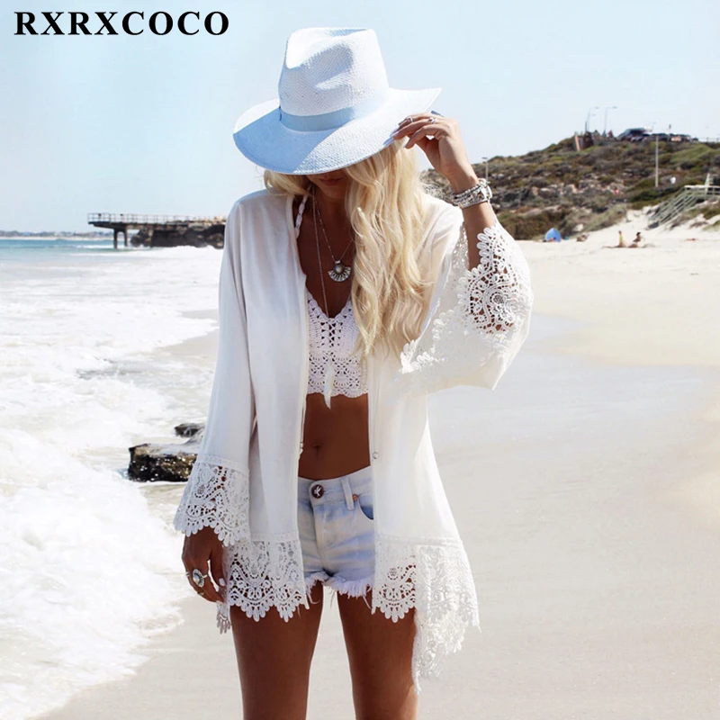 RXRXCOCO накидка на бикини кружевной купальник Пляжное платье женская летняя