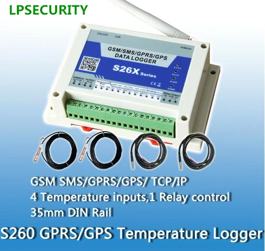 Lpsecurity gsm S260 с 4 датчиками GPRS сигналами тревоги Logger контроля температуры gprs